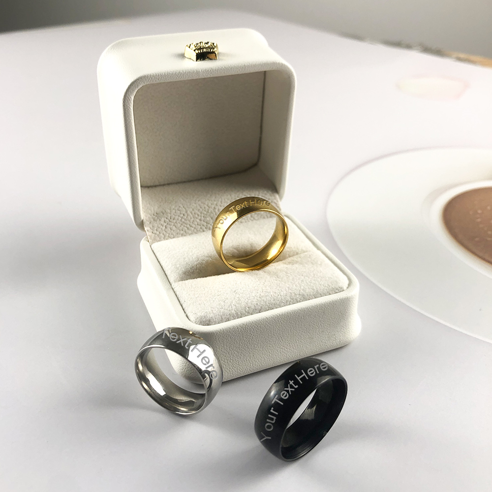 Personalised Monogram 8MM Thin Tungsten Steel Rings C03