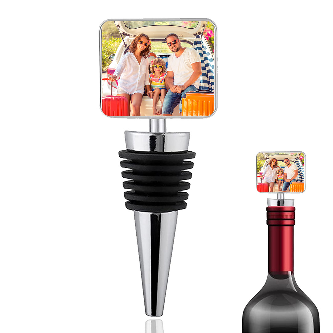 Personalized Wine Bottle Stopper with Photo, Custom Metal Wine Bottle Stoppers Reusable Wine Saver Corks for Gifts, Bars, Holiday Parties, Weddings