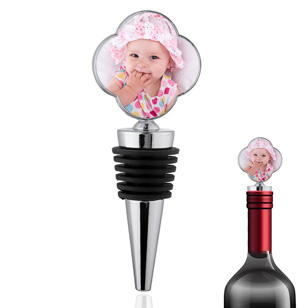Personalized Wine Bottle Stopper with Photo, Custom Metal Wine Bottle Stoppers Reusable Wine Saver Corks for Gifts, Bars, Holiday Parties, Weddings