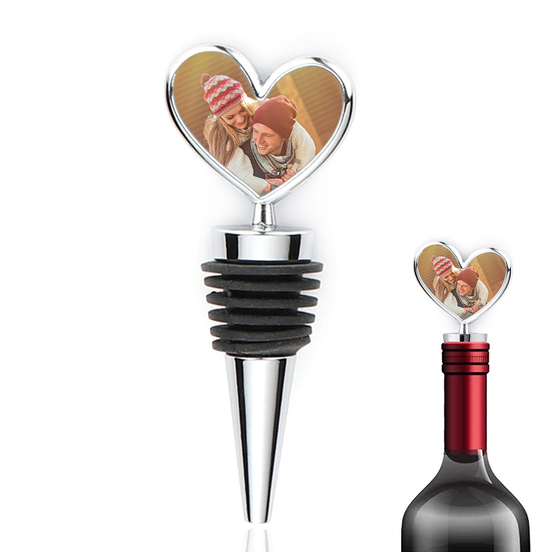 Personalized Wine Bottle Stopper with Photo, Custom Metal Wine Bottle Stoppers Reusable Wine Saver Corks for Gifts, Bars, Holiday Parties, Weddings