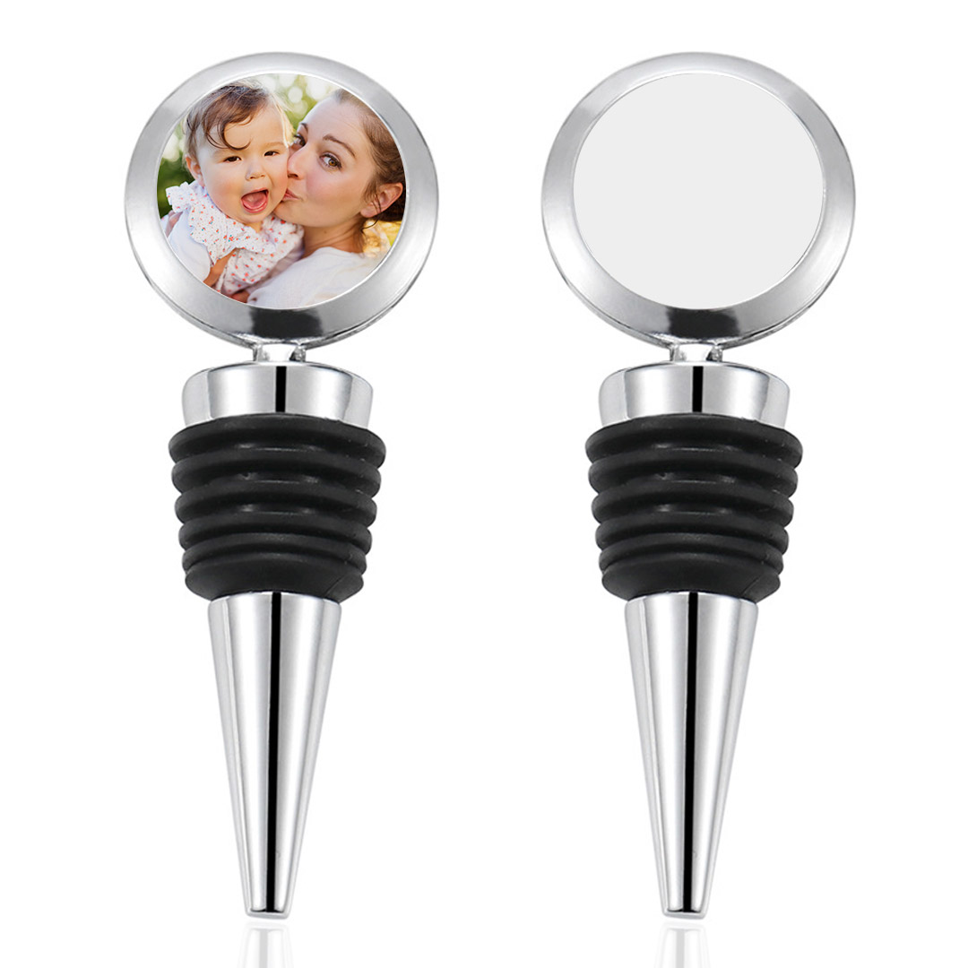 Personalized Wine Bottle Stopper with Photo, Custom Metal Wine Bottle Stoppers Reusable Wine